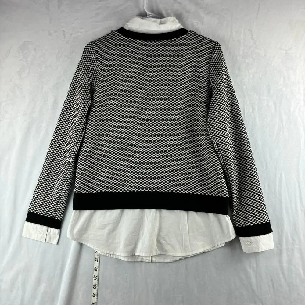 Sharagano Faux Layered Sweater Blouse Womens Measured Medium Academia Preppy